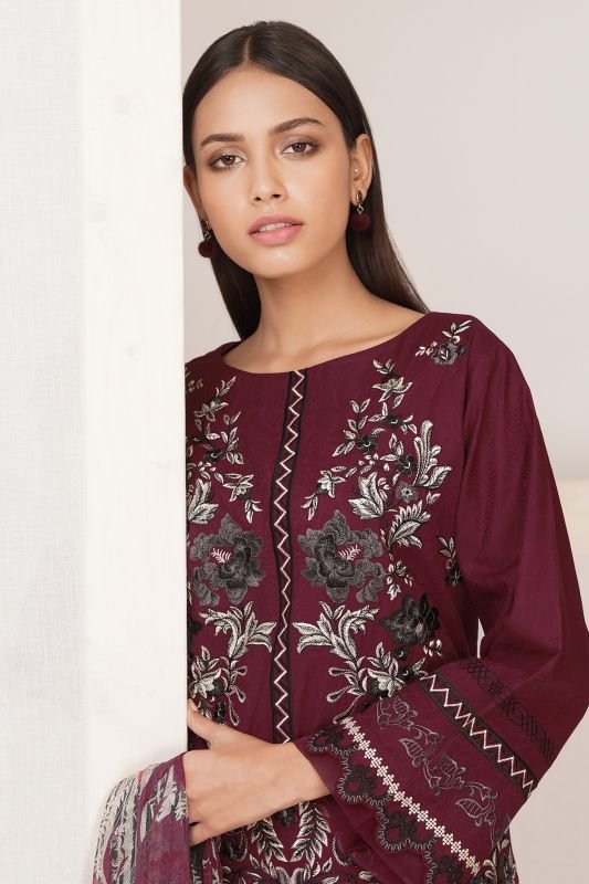 3 Pc Embroidered Dobby Suit