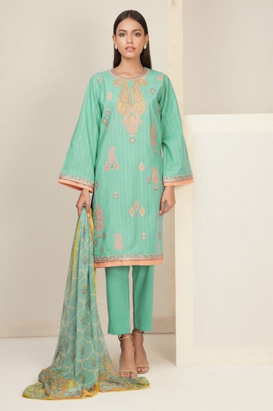 3 Pc Embroidered Dobby Suit