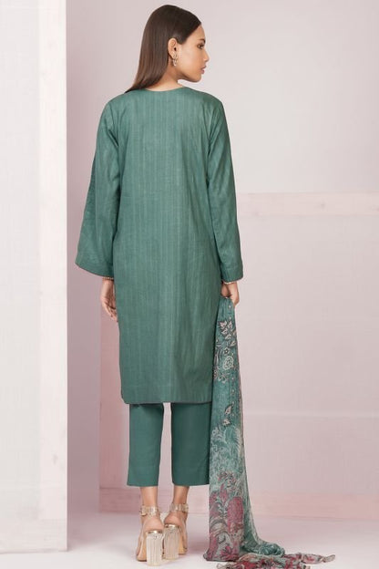 3 Pc Embroidered Self-Jacquard Suit