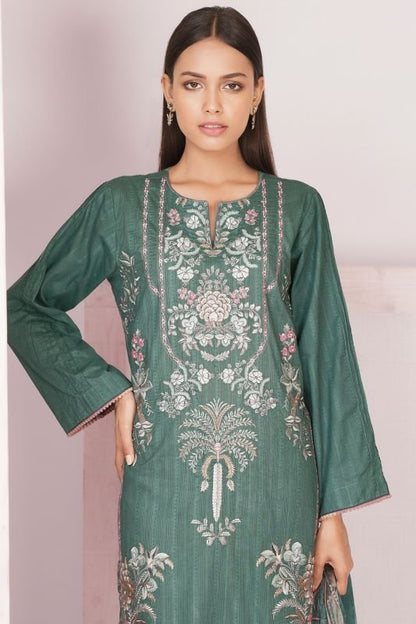 3 Pc Embroidered Self-Jacquard Suit