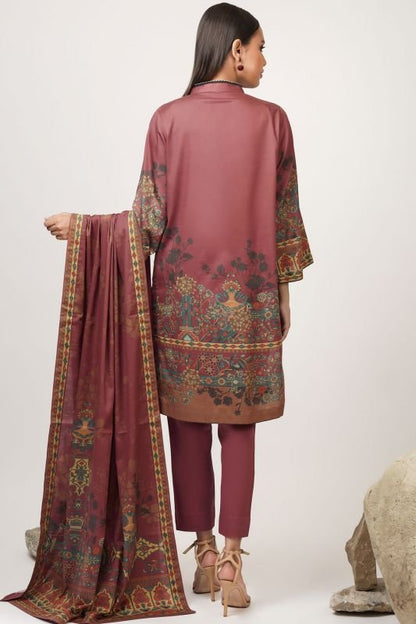 3 Pc Printed Cotton Satin Suit