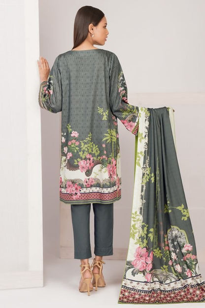 3 Pc Printed Cotton Satin Suit