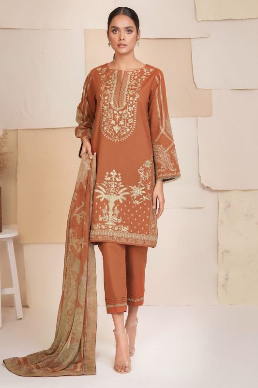 3 Pc Embroidered Dobby Suit