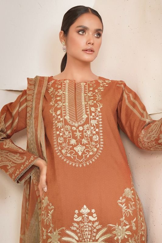 3 Pc Embroidered Dobby Suit