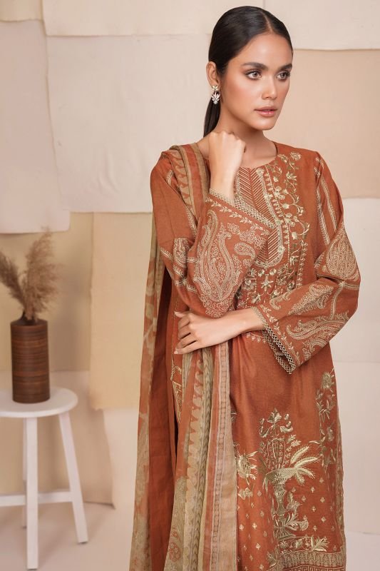 3 Pc Embroidered Dobby Suit