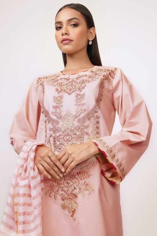 3 Pc Embroidered Dobby Suit