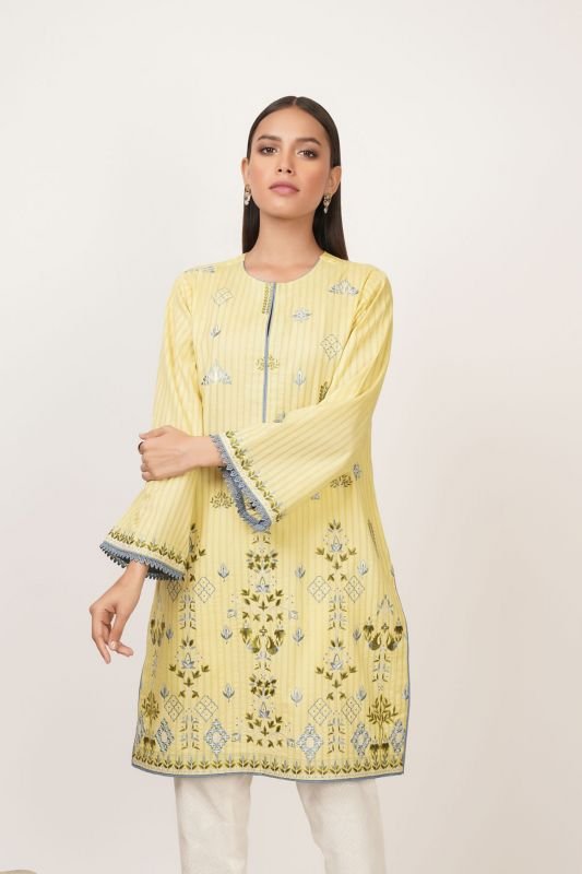 Dyed Embroidered Dobby Kurti