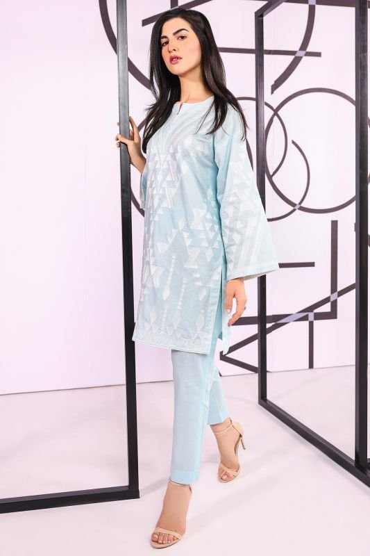 Dyed Embroidered Cambric Kurti