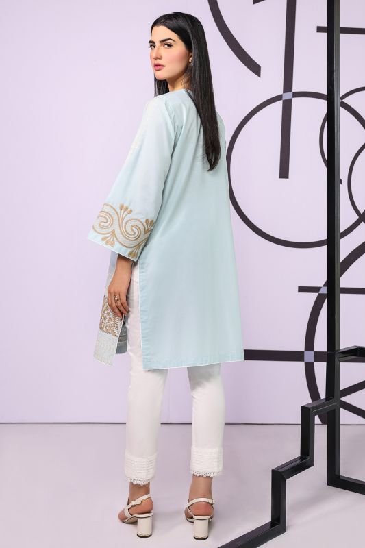 Dyed Embroidered Cambric Kurti