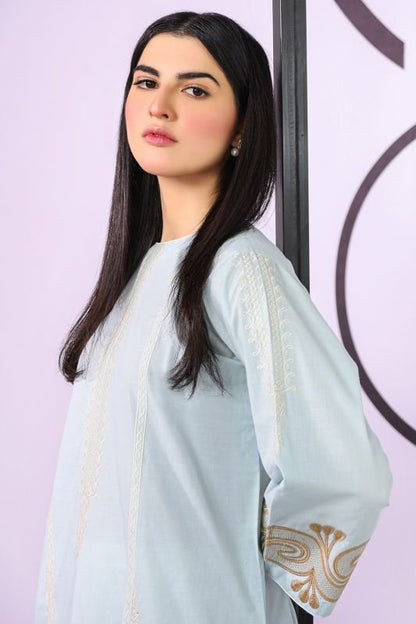 Dyed Embroidered Cambric Kurti