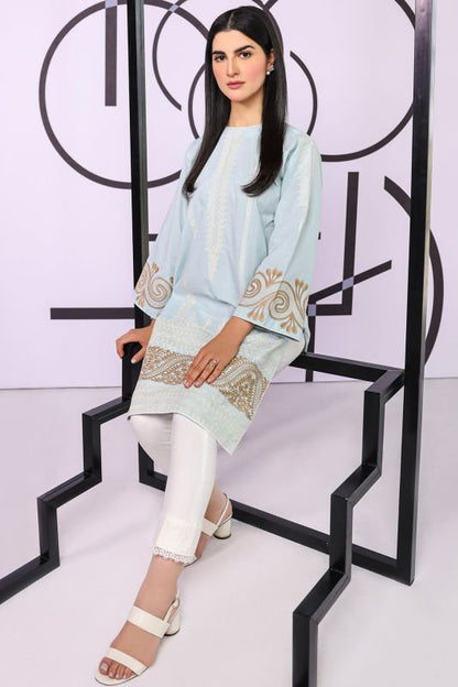 Dyed Embroidered Cambric Kurti