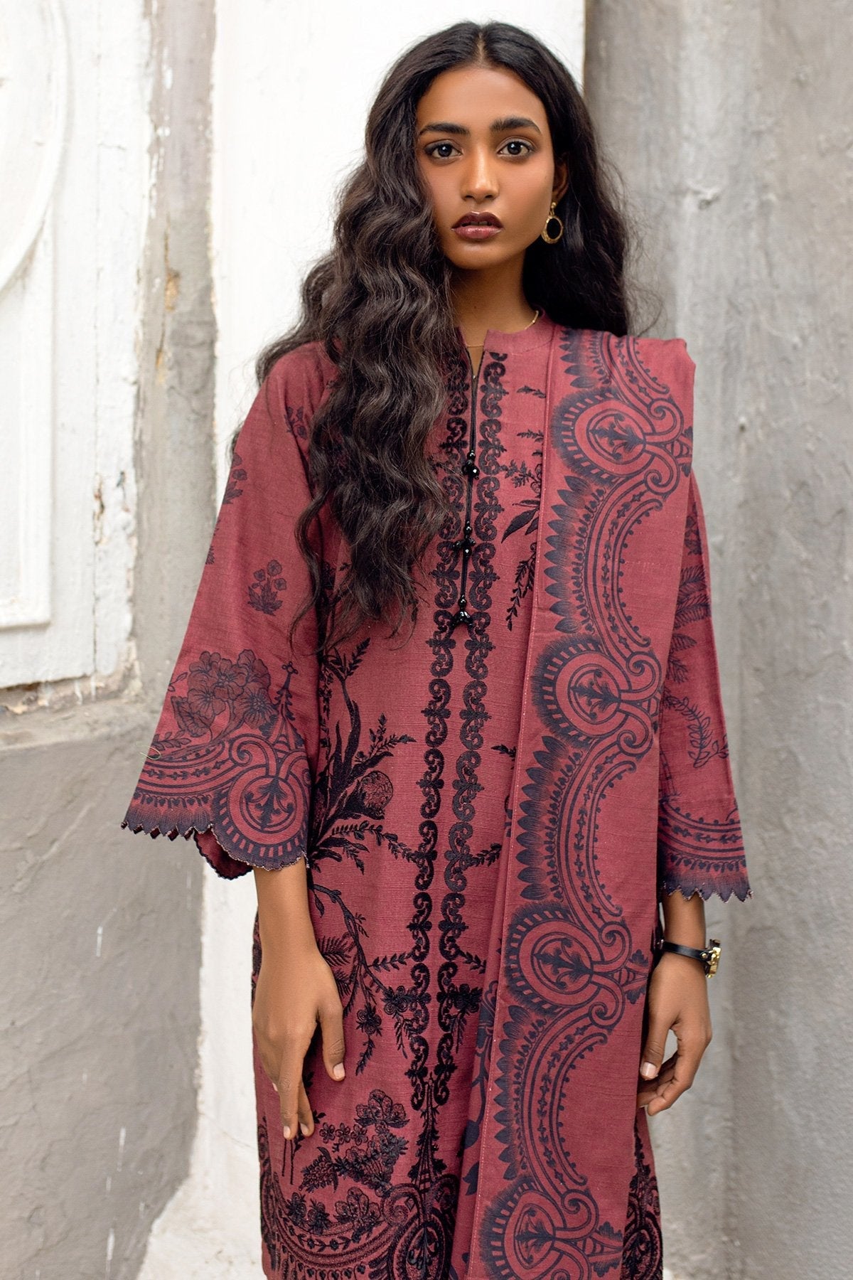 Alkaram - 2 Pc Embroidered Khaddar Outfit