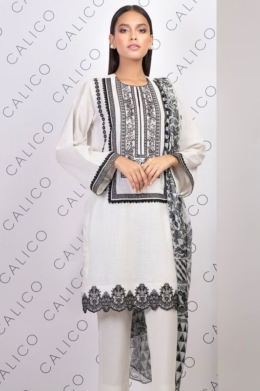 2 Pc Embroidered Dobby Suit