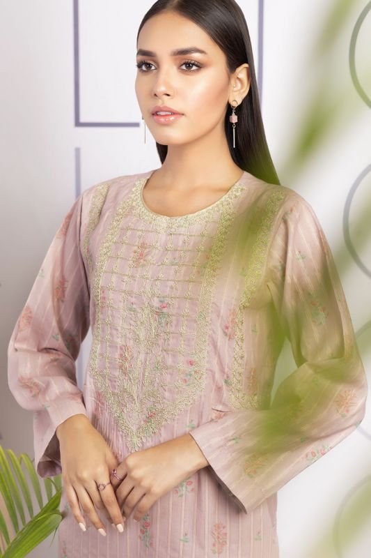 2 Pc Embroidered Dobby Zari Suit