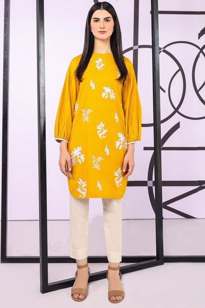 Dyed Embroidered Textured Kurti