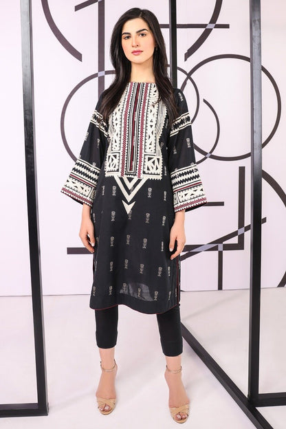 Dyed Embroidered Jacquard Kurti