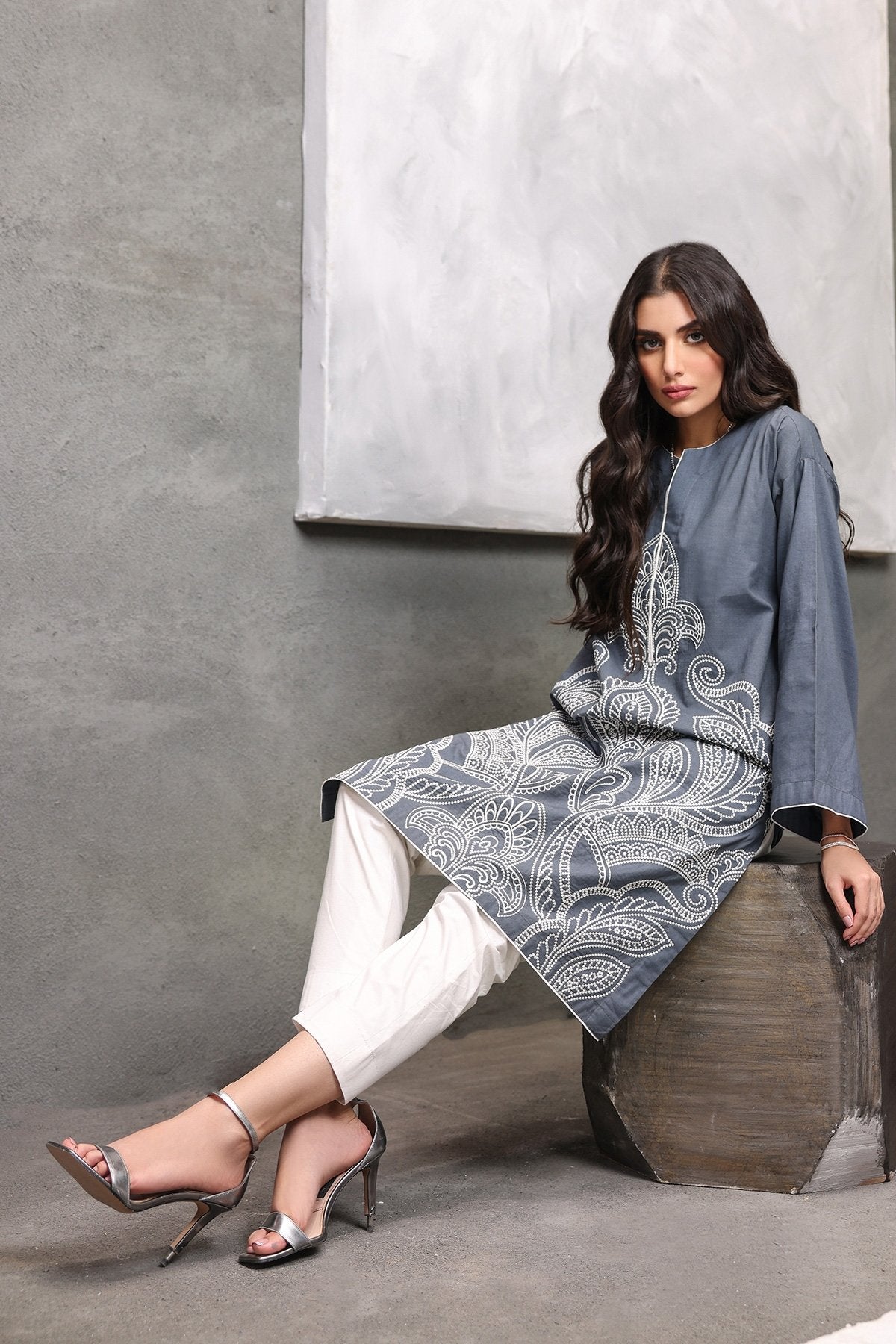 Alkaram - Dyed Embroidered Twill Kurti