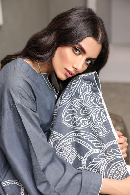 Alkaram - Dyed Embroidered Twill Kurti