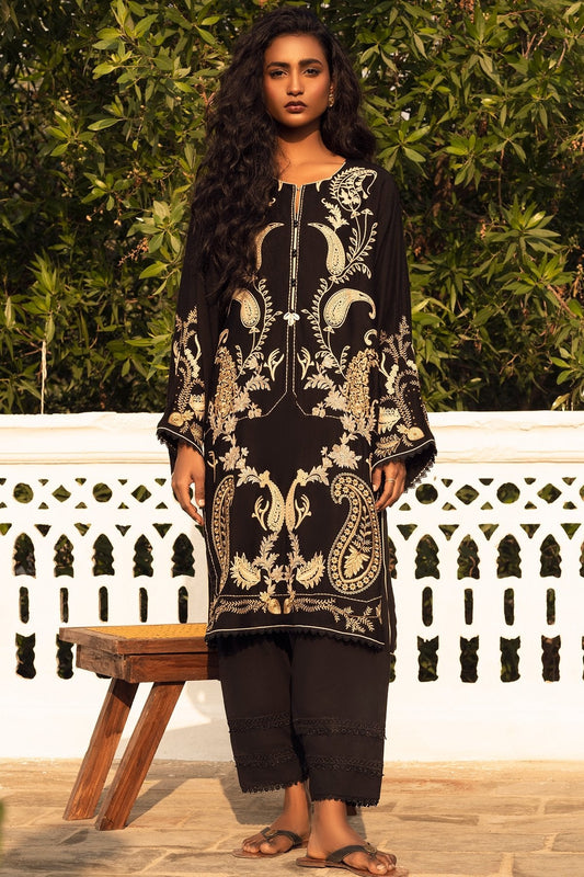 Dyed Embroidered Twill Kurti
