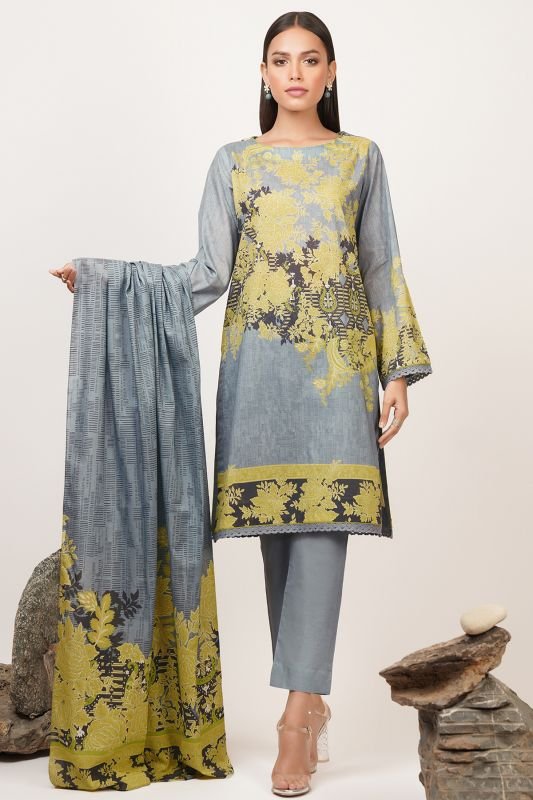 3 Pc Printed Lawn Suit