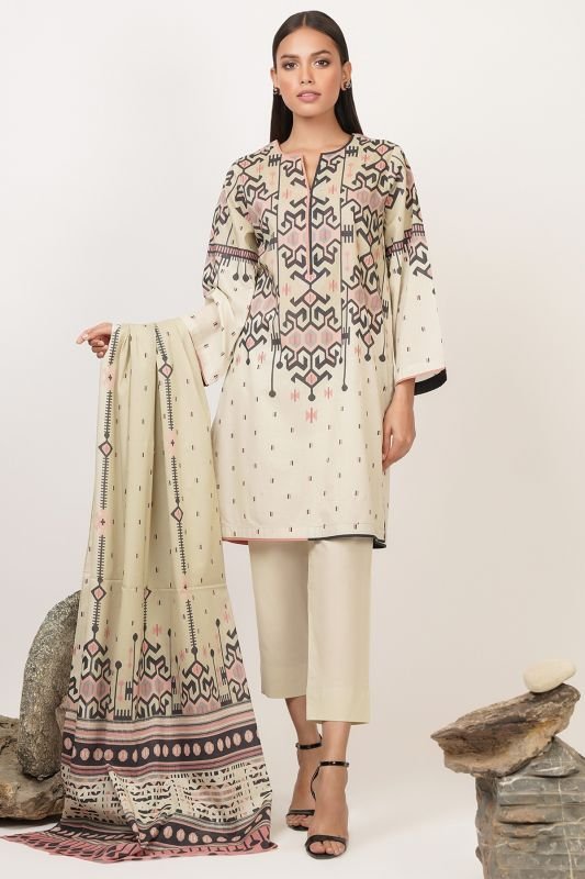 3 Pc Printed Lawn Suit