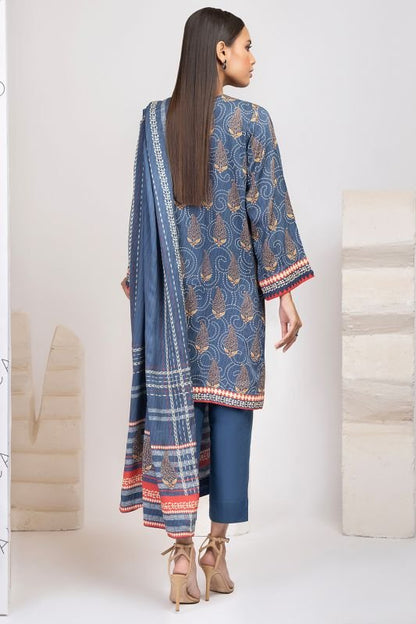 3 Pc Printed Cotton Satin Suit