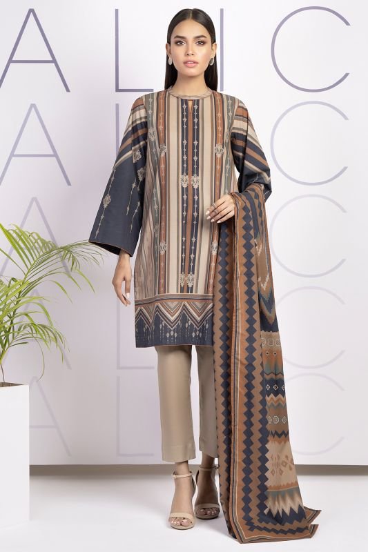 3 Pc Printed Cambric Suit