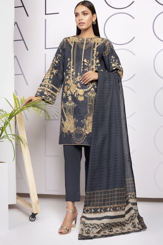 3 Pc Printed Cambric Suit