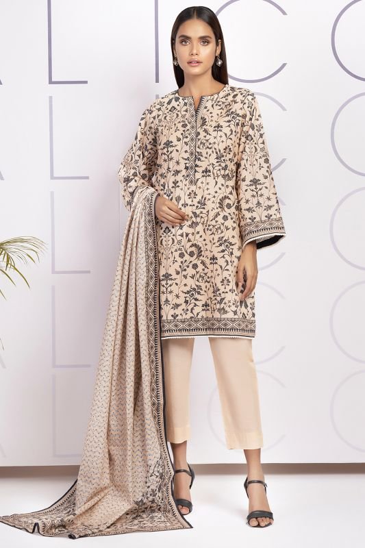 3 Pc Printed Cambric Suit