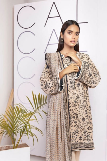 3 Pc Printed Cambric Suit