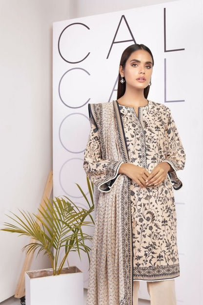 3 Pc Printed Cambric Suit