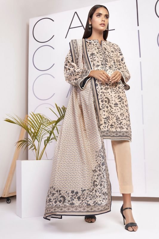 3 Pc Printed Cambric Suit