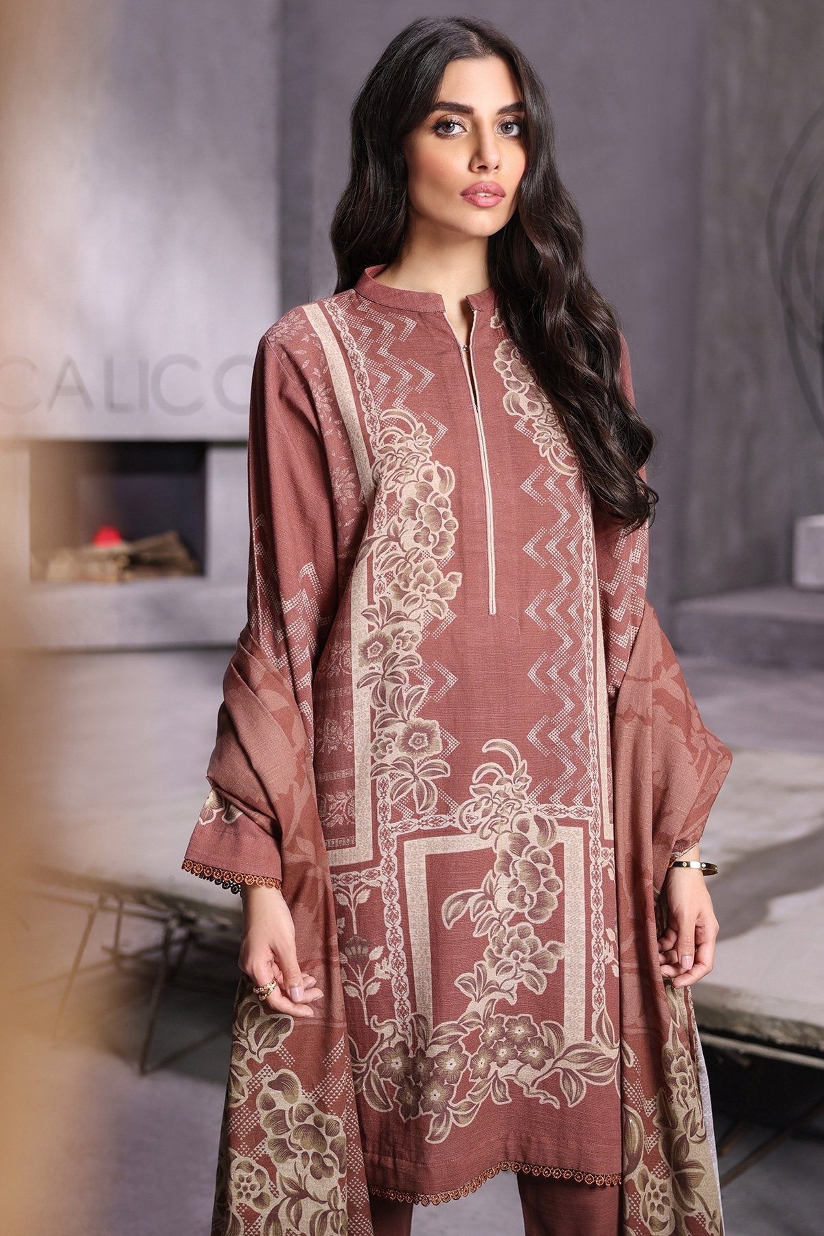 Alkaram - 3 Pc Printed Khaddar Suit