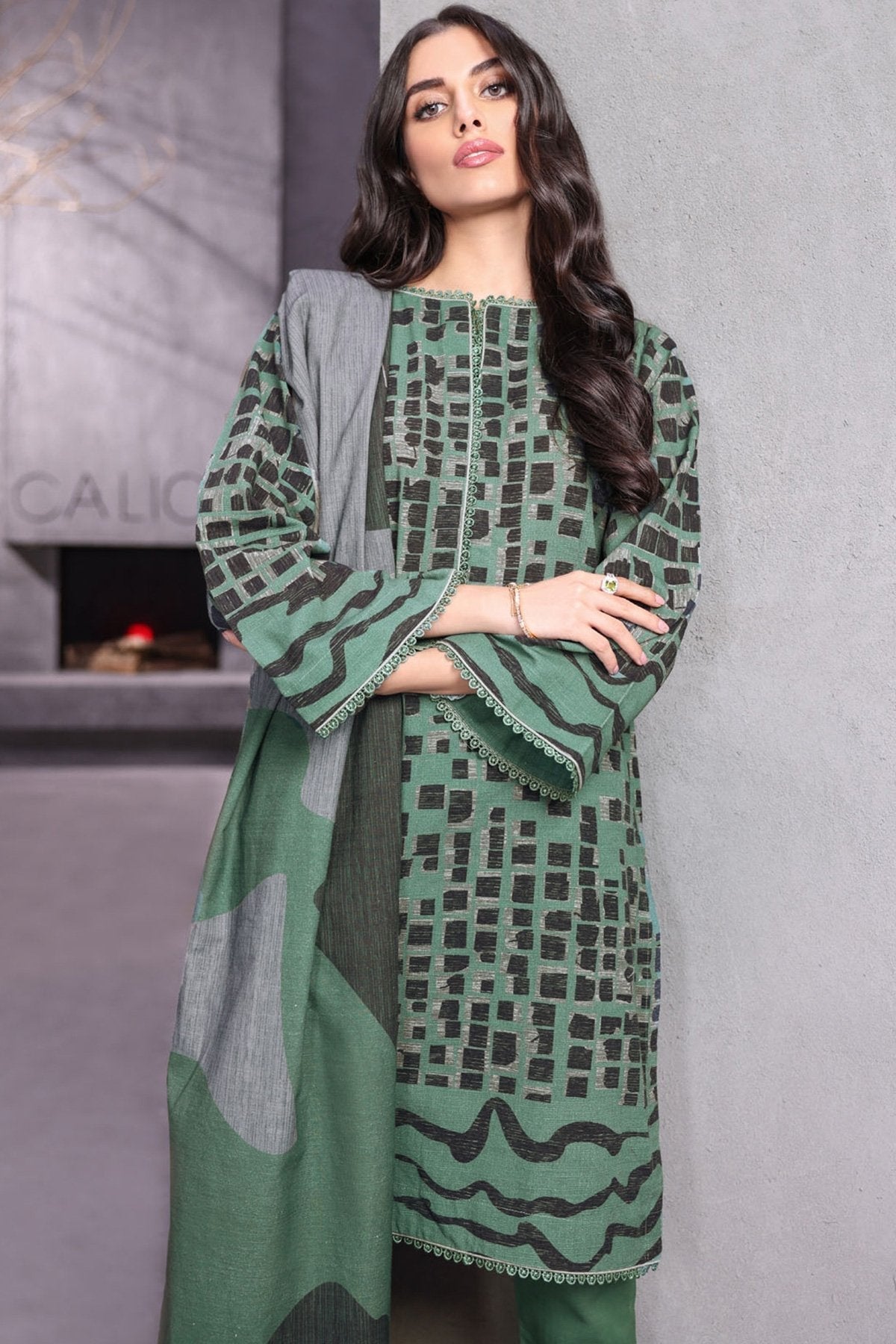 Alkaram - 3 Pc Printed Khaddar Suit