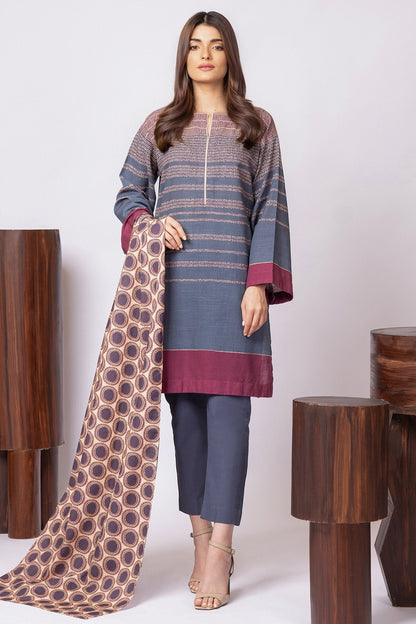 3 Pc Printed Khaddar Suit