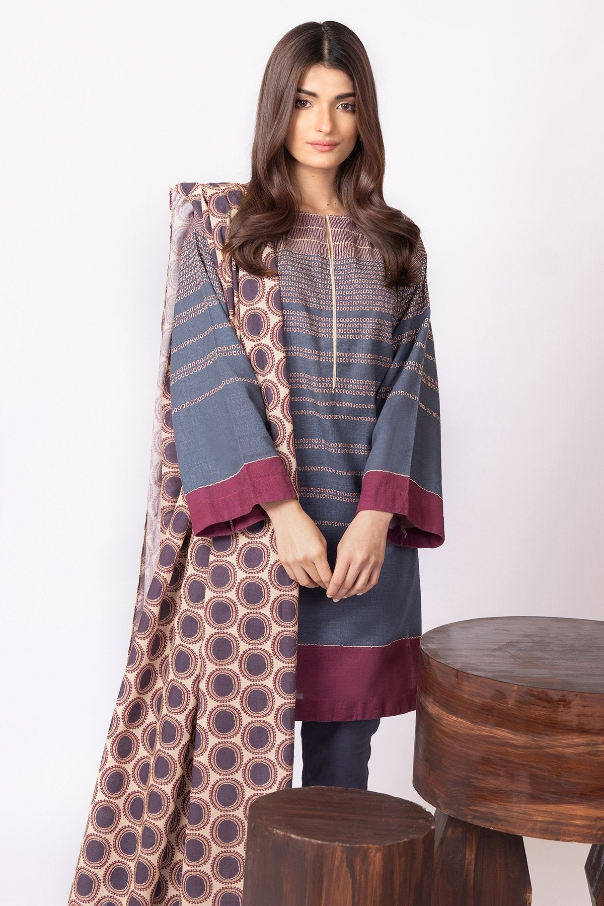 Alkaram - 3 Pc Printed Khaddar Suit