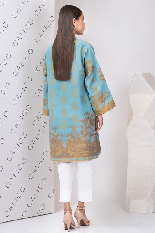 Dyed Embroidered Jacquard Kurti