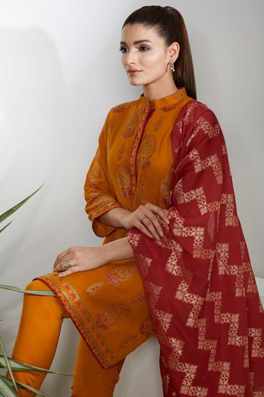3 Pc Printed Jacquard Suit