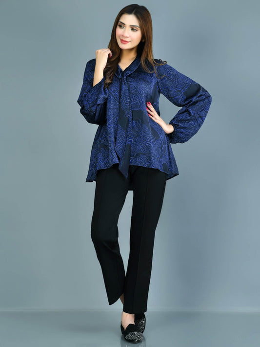 Limelight - Printed Silk Tie Knot Top