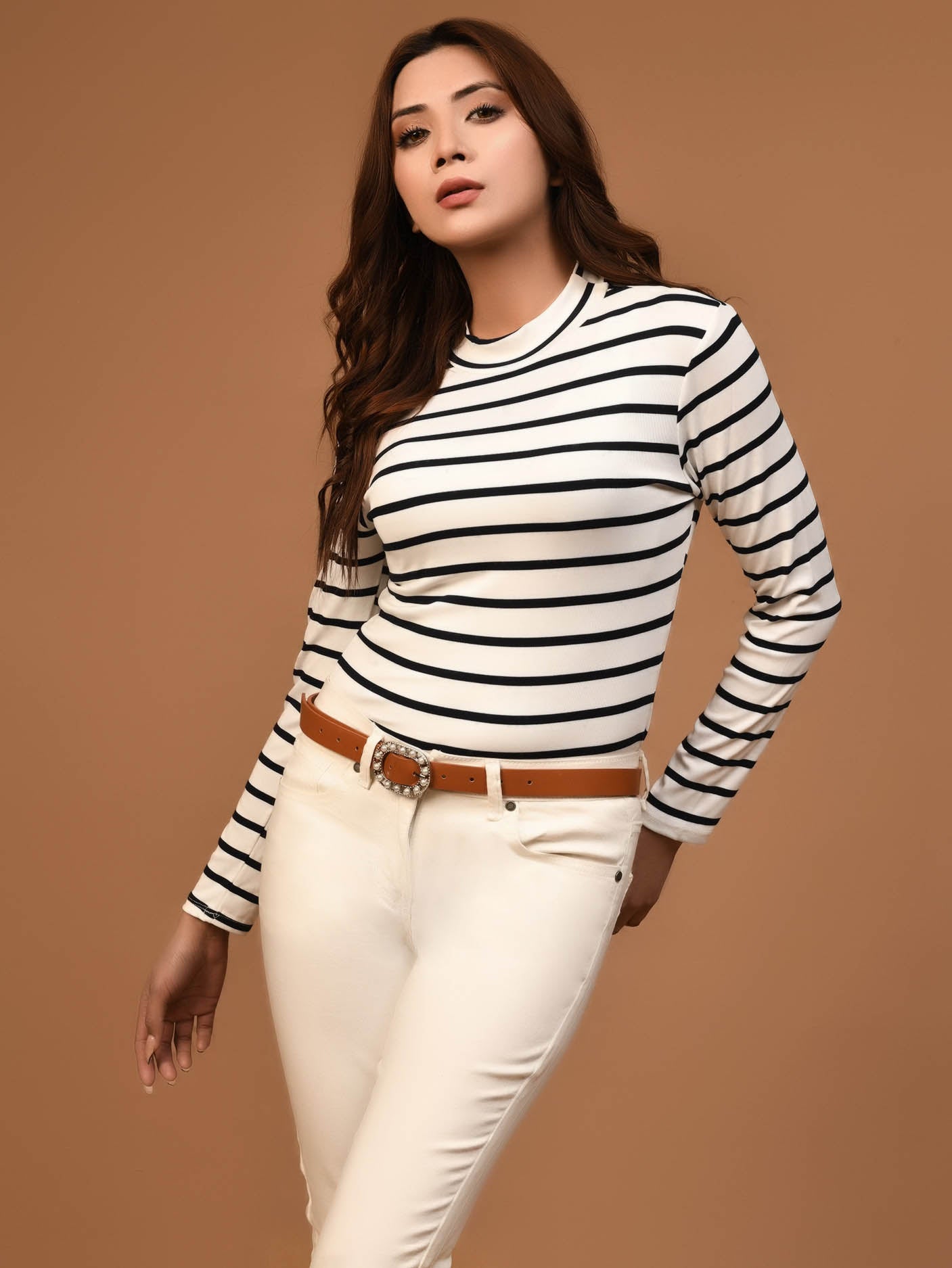 Limelight - Striped Mockneck Top