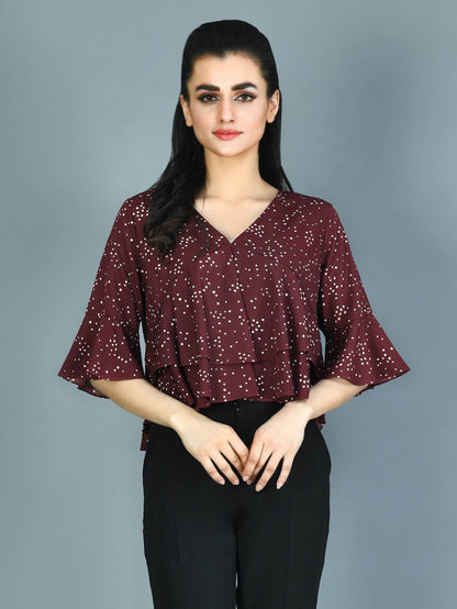 Limelight - Dotted Ruffled Top