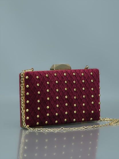 Limelight - Studded Velvet Clutch