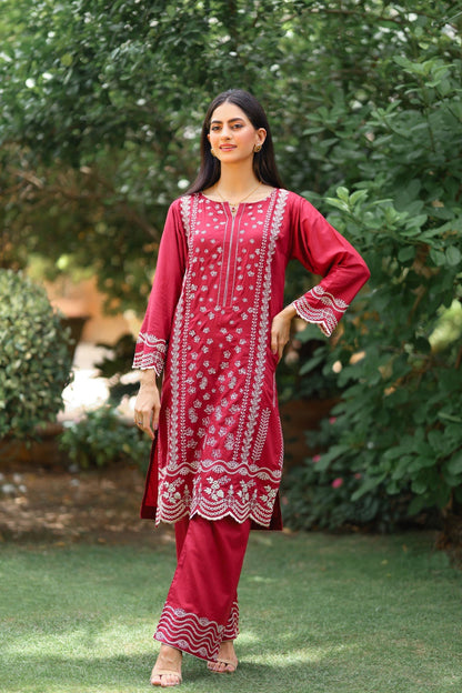 Bareeq Outfits - ZARGUL EMBROIDERED CHIKANKARI 3 PIECE STITCHED SUIT