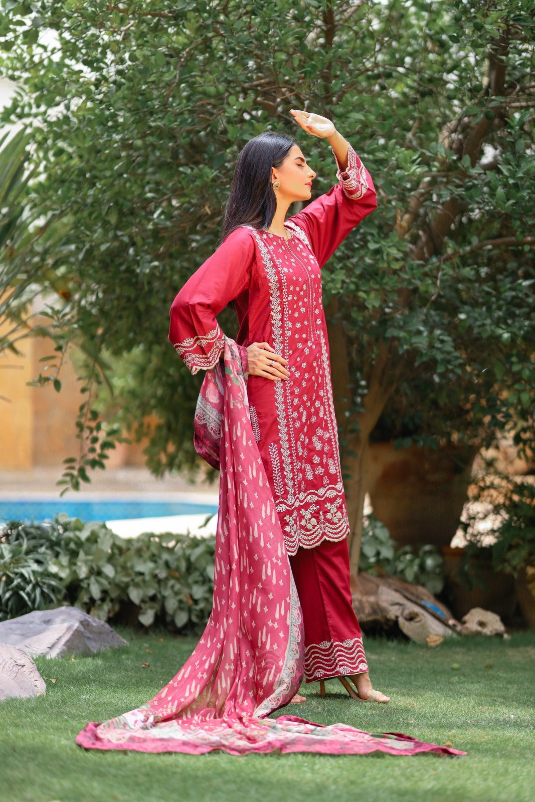 Bareeq Outfits - ZARGUL EMBROIDERED CHIKANKARI 3 PIECE STITCHED SUIT