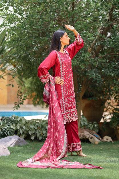 Bareeq Outfits - ZARGUL EMBROIDERED CHIKANKARI 3 PIECE STITCHED SUIT