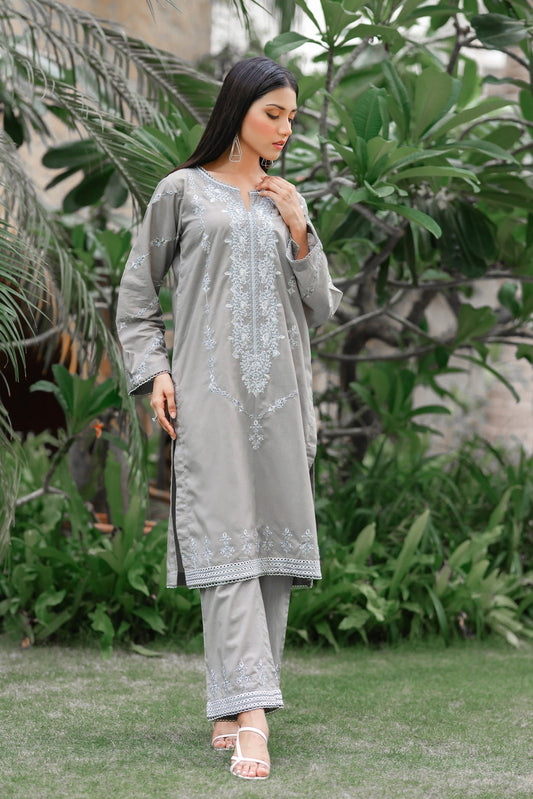 Bareeq Outfits - KASAK EMBROIDERED CHIKANKARI 3 PIECE STITCHED SUIT
