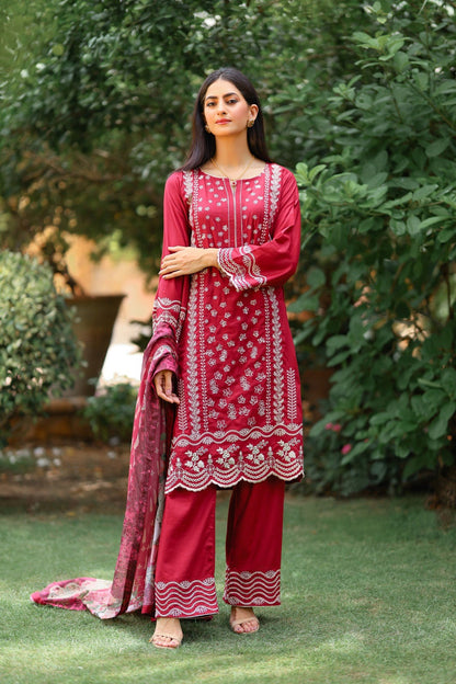 Bareeq Outfits - ZARGUL EMBROIDERED CHIKANKARI 3 PIECE STITCHED SUIT