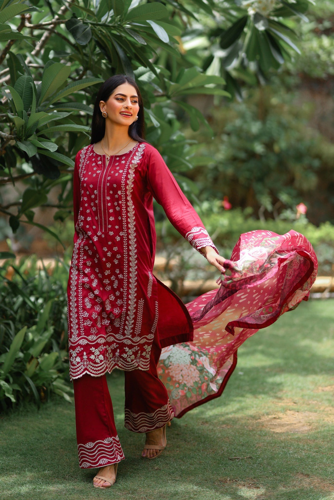 Bareeq Outfits - ZARGUL EMBROIDERED CHIKANKARI 3 PIECE STITCHED SUIT