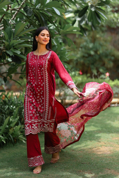 Bareeq Outfits - ZARGUL EMBROIDERED CHIKANKARI 3 PIECE STITCHED SUIT