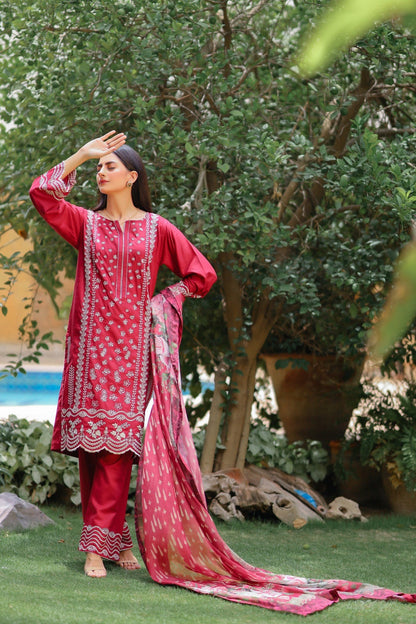 Bareeq Outfits - ZARGUL EMBROIDERED CHIKANKARI 3 PIECE STITCHED SUIT
